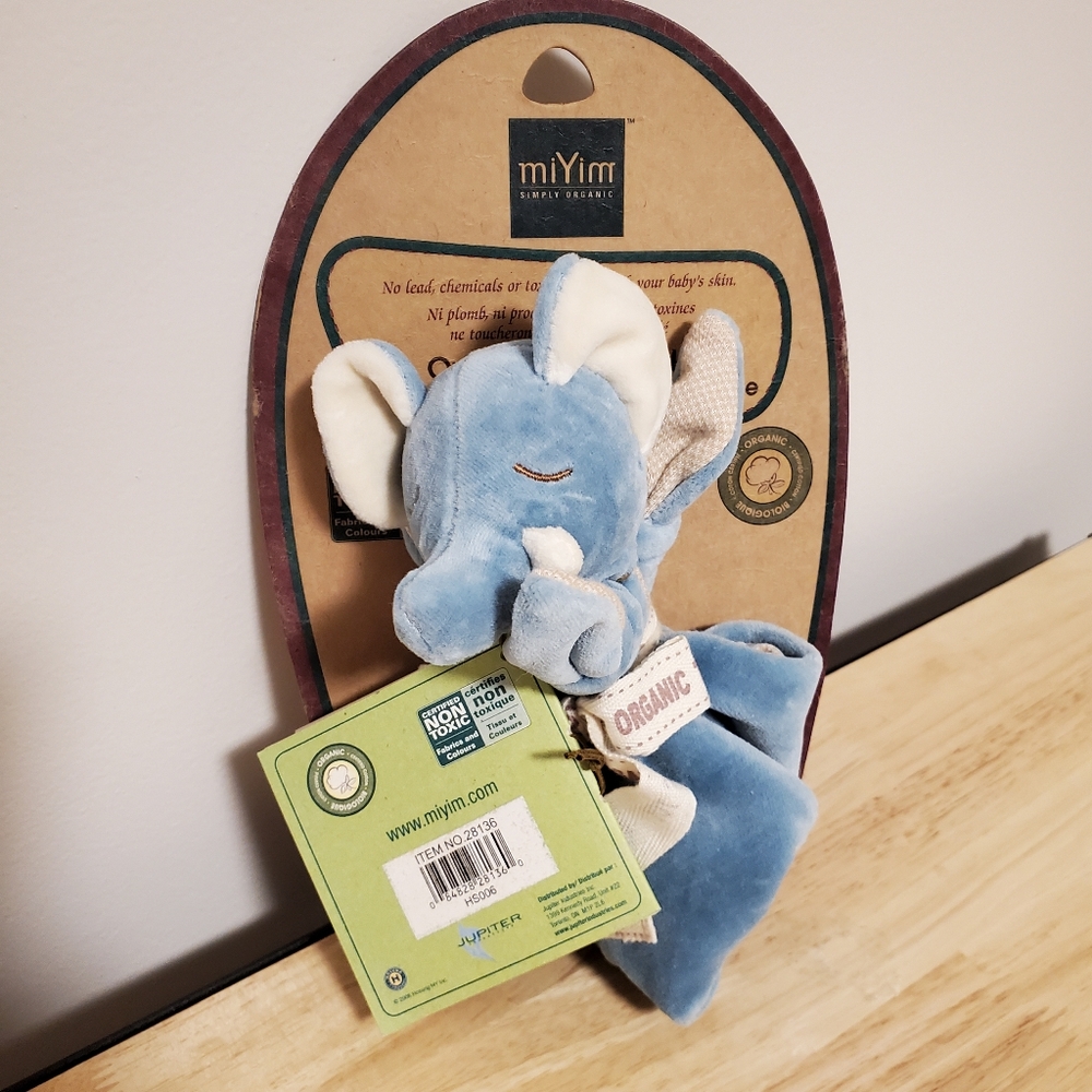 Miyim Simply Organic Lovie Blankie Blue Elephant HTF New